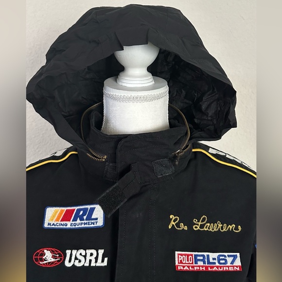🔥NWT POLO RALPH LAUREN Women’s Multi-Patch Racer Black Bomber Jacket Sz M - Picture 11 of 16